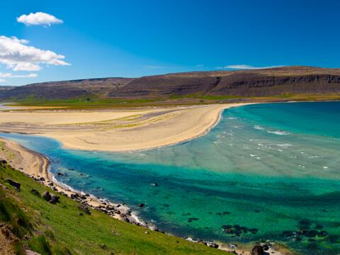 Westfjords Iceland with beach