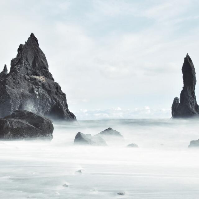 reynisdrangar Rock in the sea at Vik